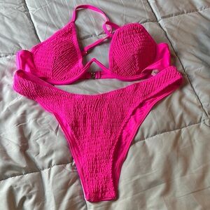 Vibrant Pink Textured Bikini Set